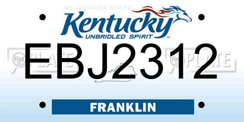 EBJ2312 Kentucky License Plate
