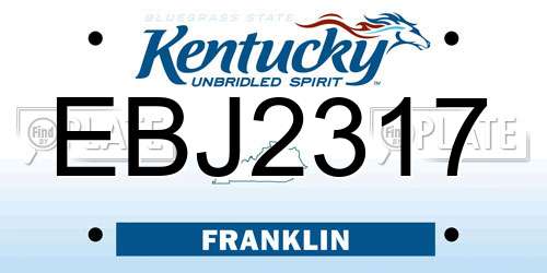 EBJ2317 Kentucky License Plate