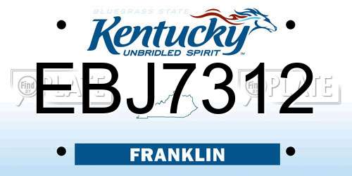 EBJ7312 Kentucky License Plate