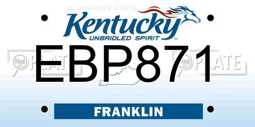 EBP871 Kentucky License Plate