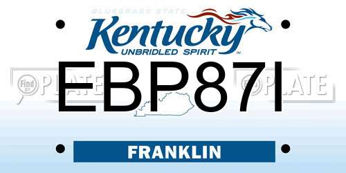EBP87I Kentucky License Plate
