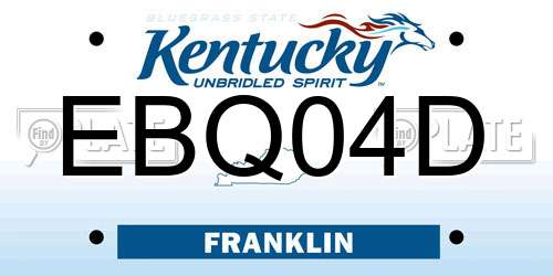 EBQ04D Kentucky License Plate
