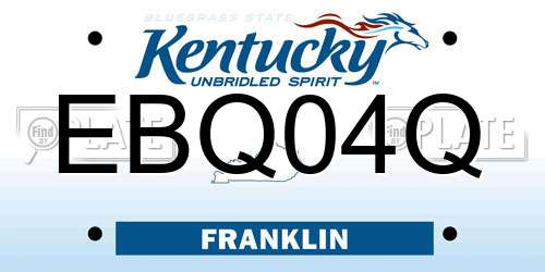EBQ04Q Kentucky License Plate