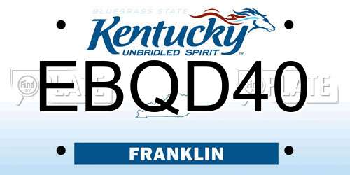 EBQD40 Kentucky License Plate