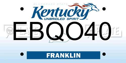 EBQO40 Kentucky License Plate