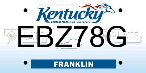 EBZ78G Kentucky License Plate