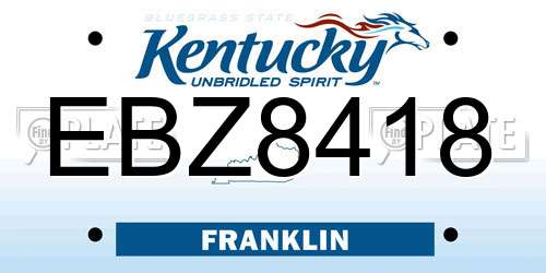 EBZ8418 Kentucky License Plate