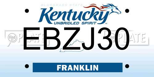 EBZJ30 Kentucky License Plate