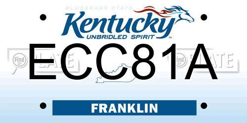 ECC81A Kentucky License Plate