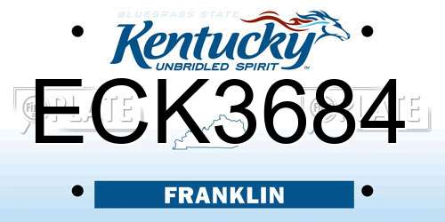 ECK3684 Kentucky License Plate