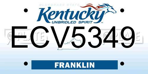 ECV5349 Kentucky License Plate