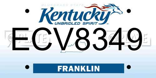 ECV8349 Kentucky License Plate
