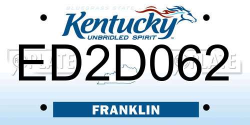 ED2D062 Kentucky License Plate