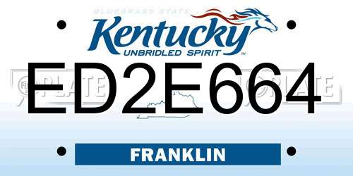 ED2E664 Kentucky License Plate