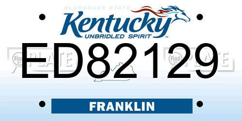 ED82129 Kentucky License Plate
