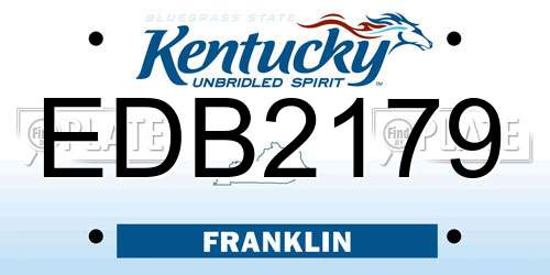EDB2179 Kentucky License Plate