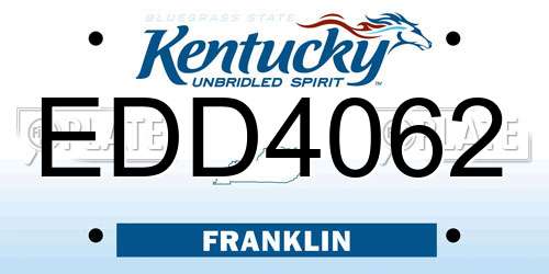 EDD4062 Kentucky License Plate
