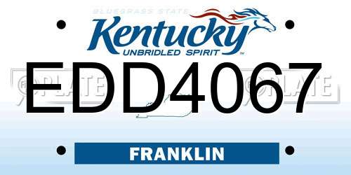 EDD4067 Kentucky License Plate