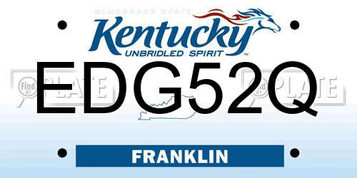 EDG52Q Kentucky License Plate
