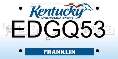 EDGQ53 Kentucky License Plate