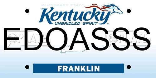 EDOASSS Kentucky License Plate