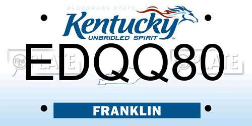 EDQQ80 Kentucky License Plate