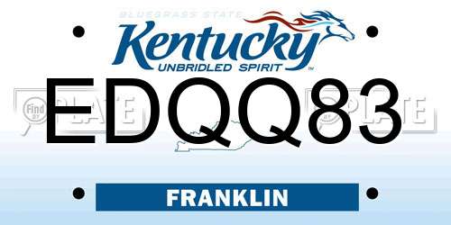 EDQQ83 Kentucky License Plate