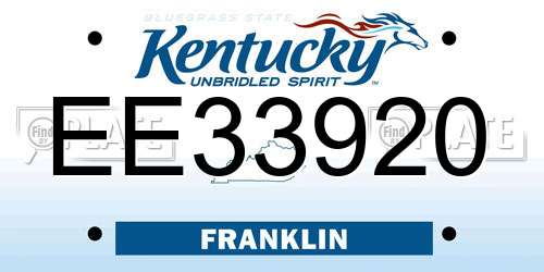 EE33920 Kentucky License Plate