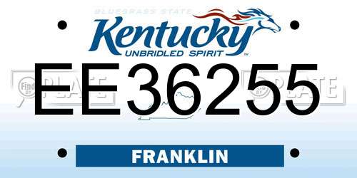 EE36255 Kentucky License Plate