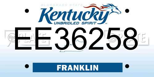 EE36258 Kentucky License Plate