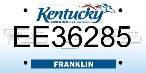 EE36285 Kentucky License Plate