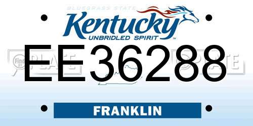 EE36288 Kentucky License Plate