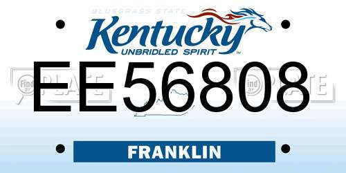 EE56808 Kentucky License Plate
