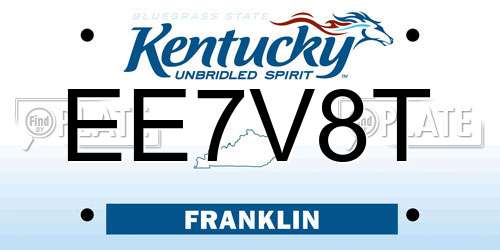 EE7V8T Kentucky License Plate