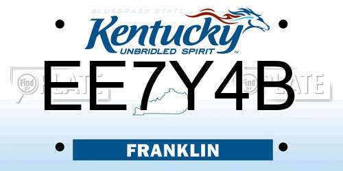EE7Y4B Kentucky License Plate