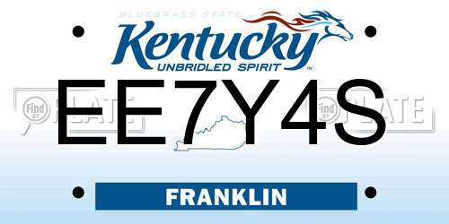 EE7Y4S Kentucky License Plate