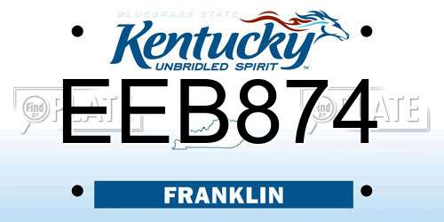 EEB874 Kentucky License Plate