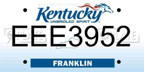 EEE3952 Kentucky License Plate