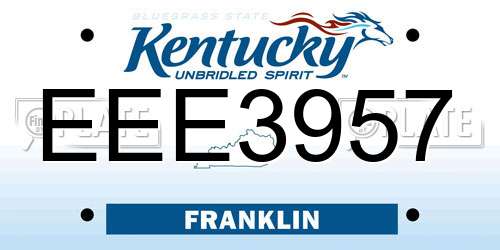 EEE3957 Kentucky License Plate