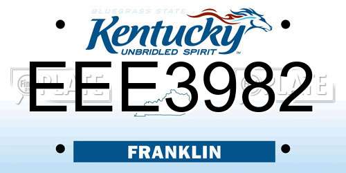 EEE3982 Kentucky License Plate