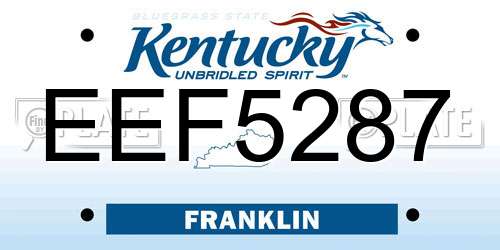 EEF5287 Kentucky License Plate