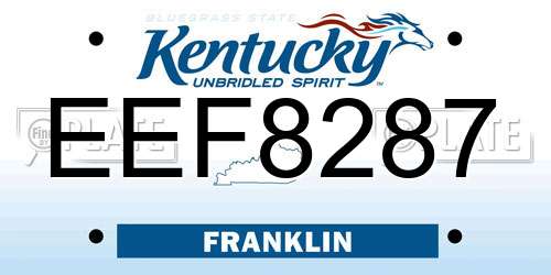 EEF8287 Kentucky License Plate