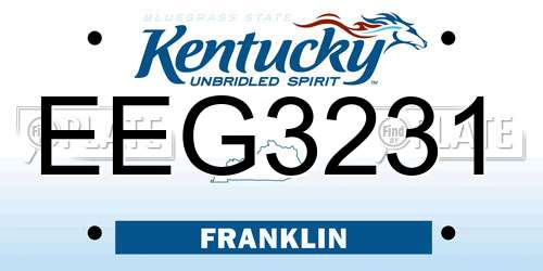 EEG3231 Kentucky License Plate