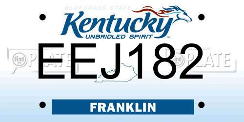 EEJ182 Kentucky License Plate