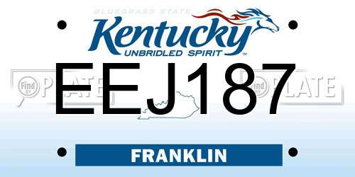 EEJ187 Kentucky License Plate