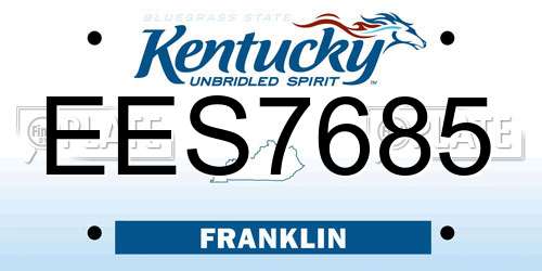 EES7685 Kentucky License Plate