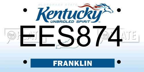 EES874 Kentucky License Plate