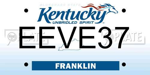 EEVE37 Kentucky License Plate