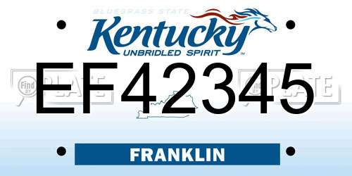EF42345 Kentucky License Plate