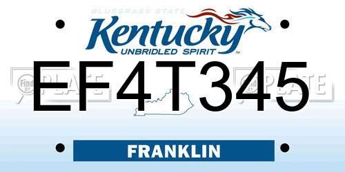 EF4T345 Kentucky License Plate